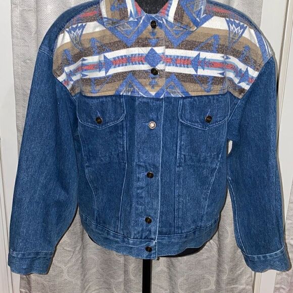 Cambridge Dry Goods vintage Aztec print jean jacket NWT small - Picture 1 of 11